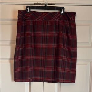 Eddie Bauer Red Plaid Knee-Length Pencil Skirt